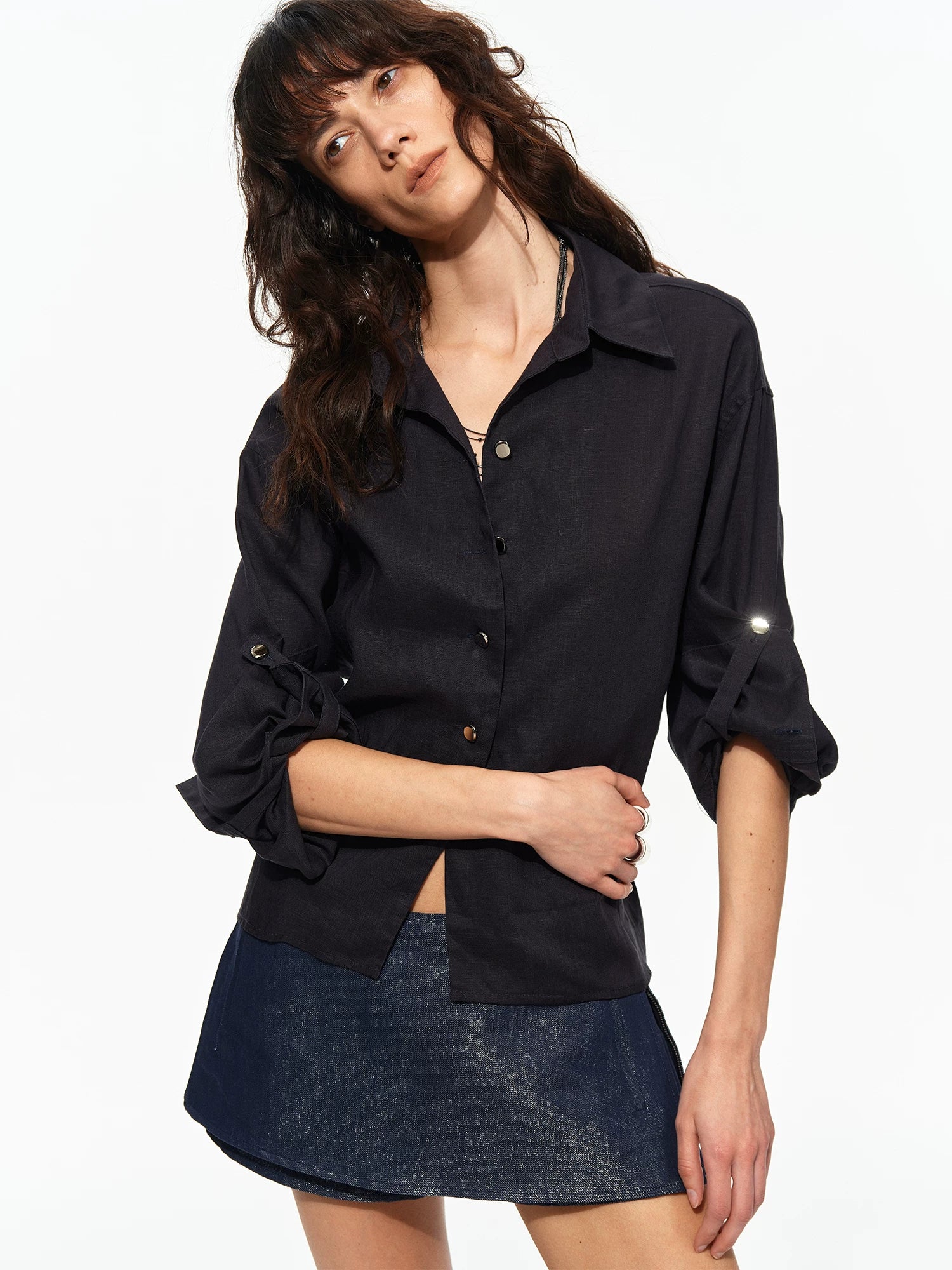 Roll Sleeve Waist Shirt