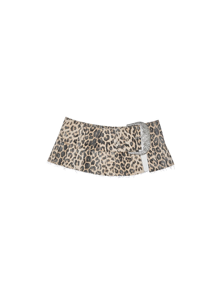 Leopard-Print Washed Canvas Pleated Waistband