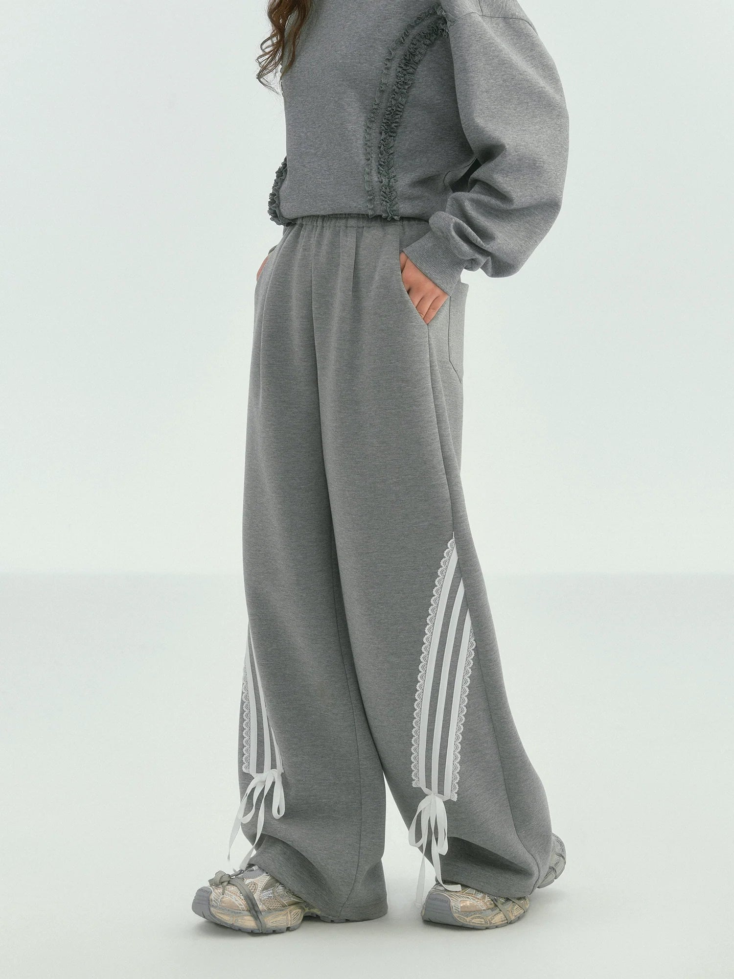 Lace Butterfly Knot Casual Long Pants