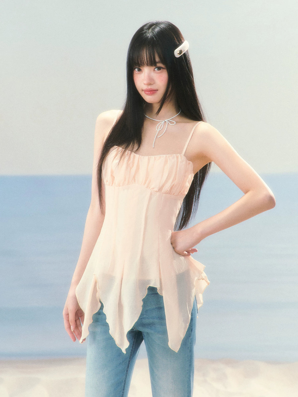 Asymmetrical Chiffon Corset Top