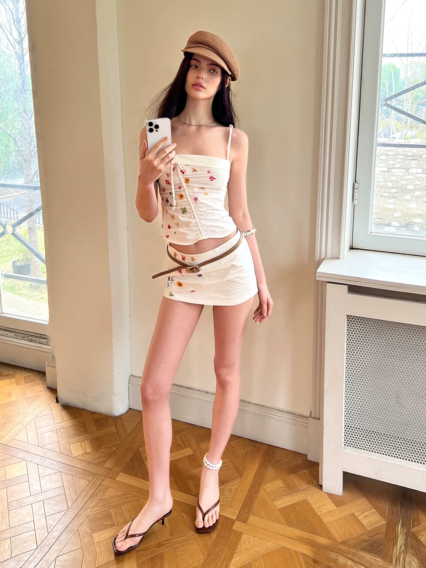 Embroidered Cami Skirt Set