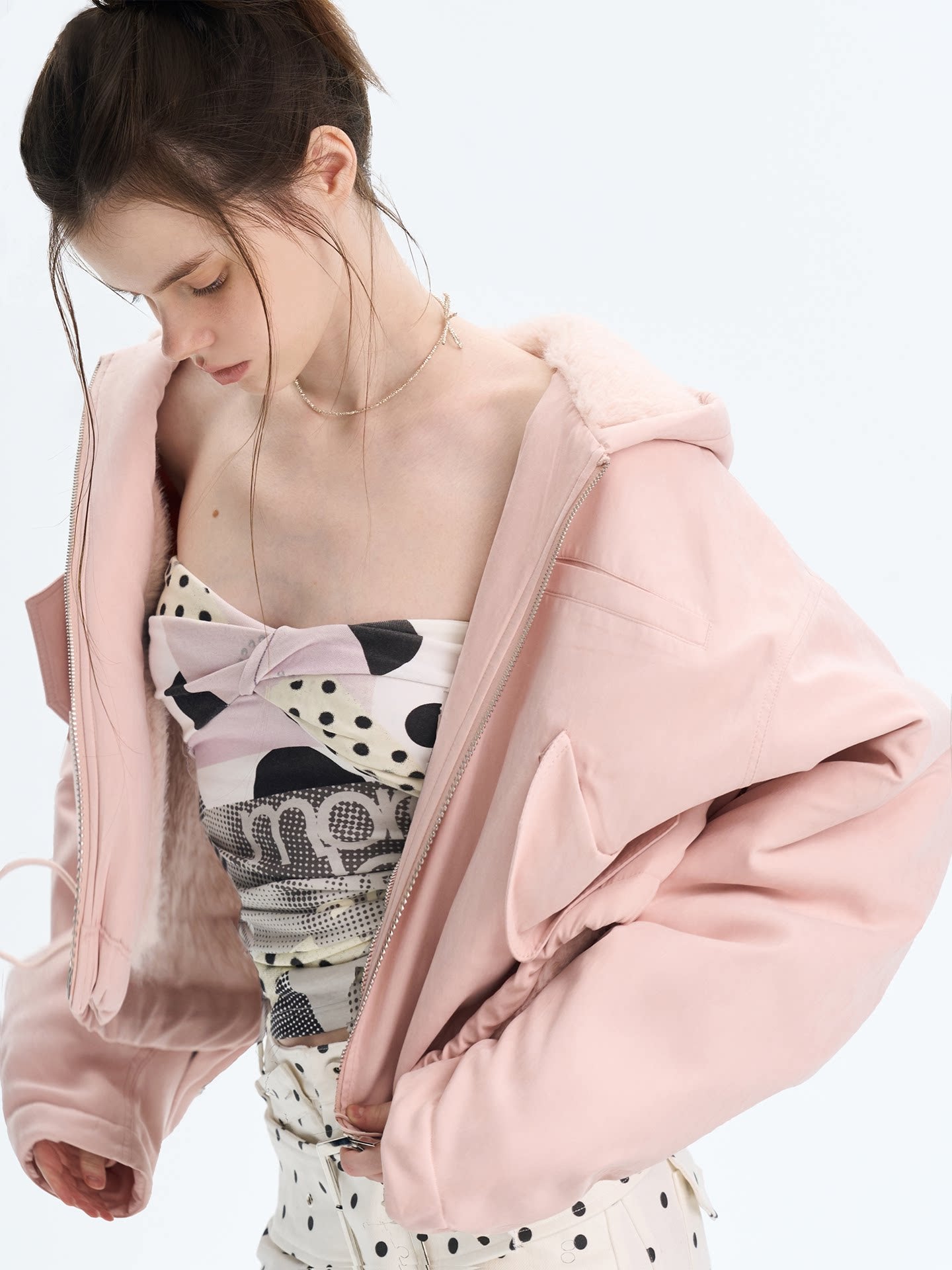 Faux Leather Hooded Cropped Jacket
