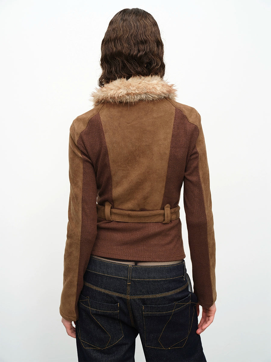 Brown Fur Collar Jacket