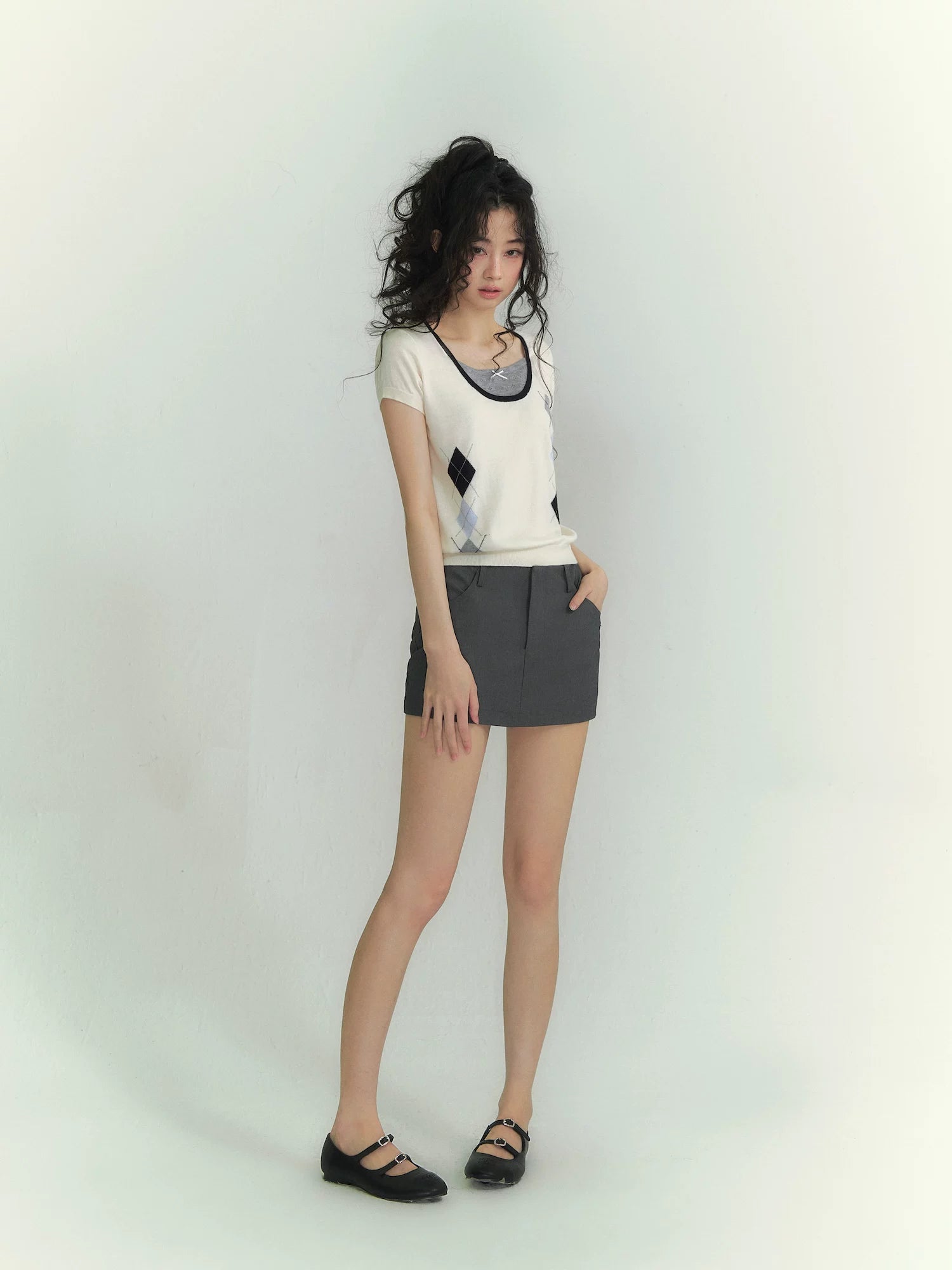 Argyle Layered Short Tee