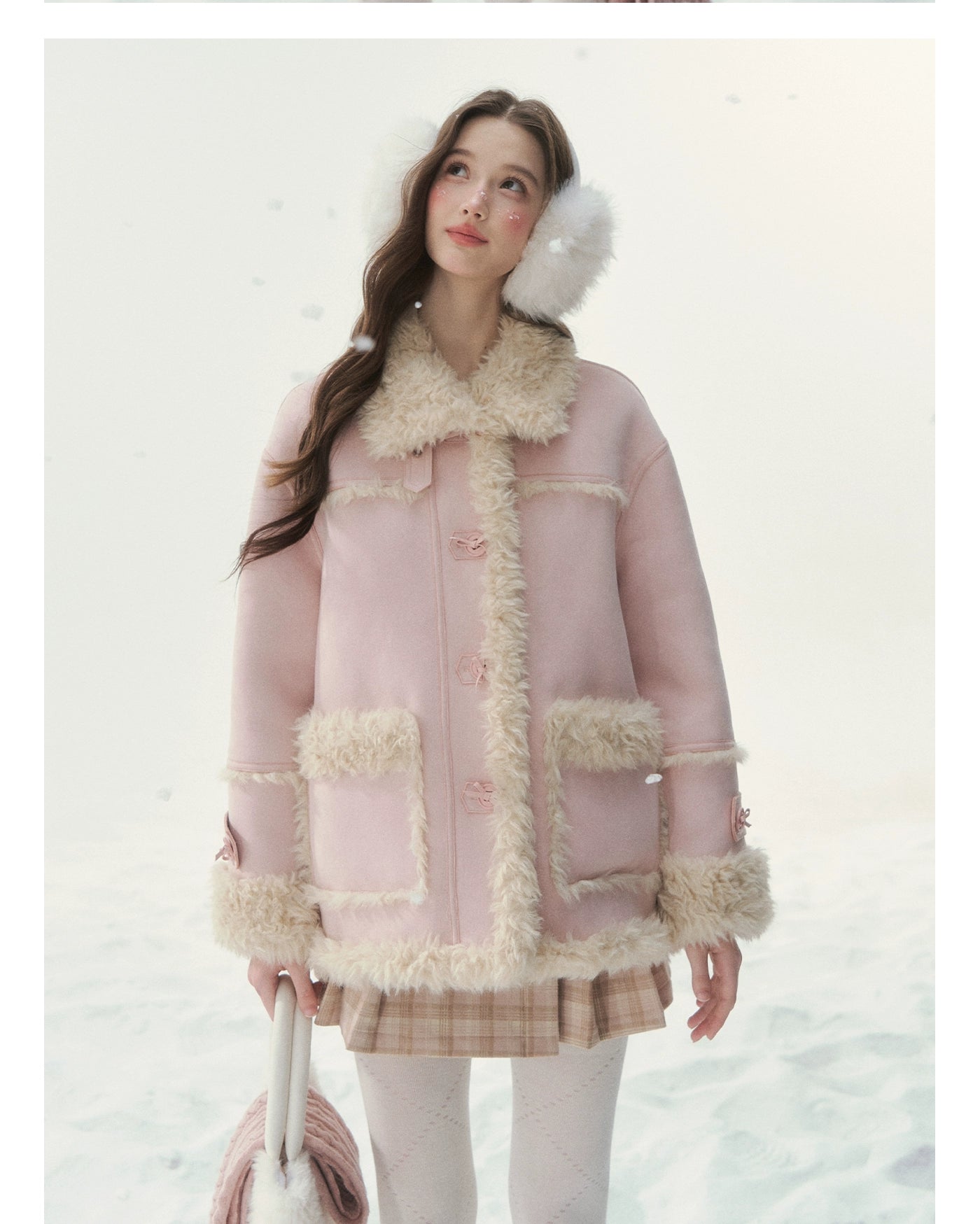 Pink & Blue Reversible Faux Shearling Coat