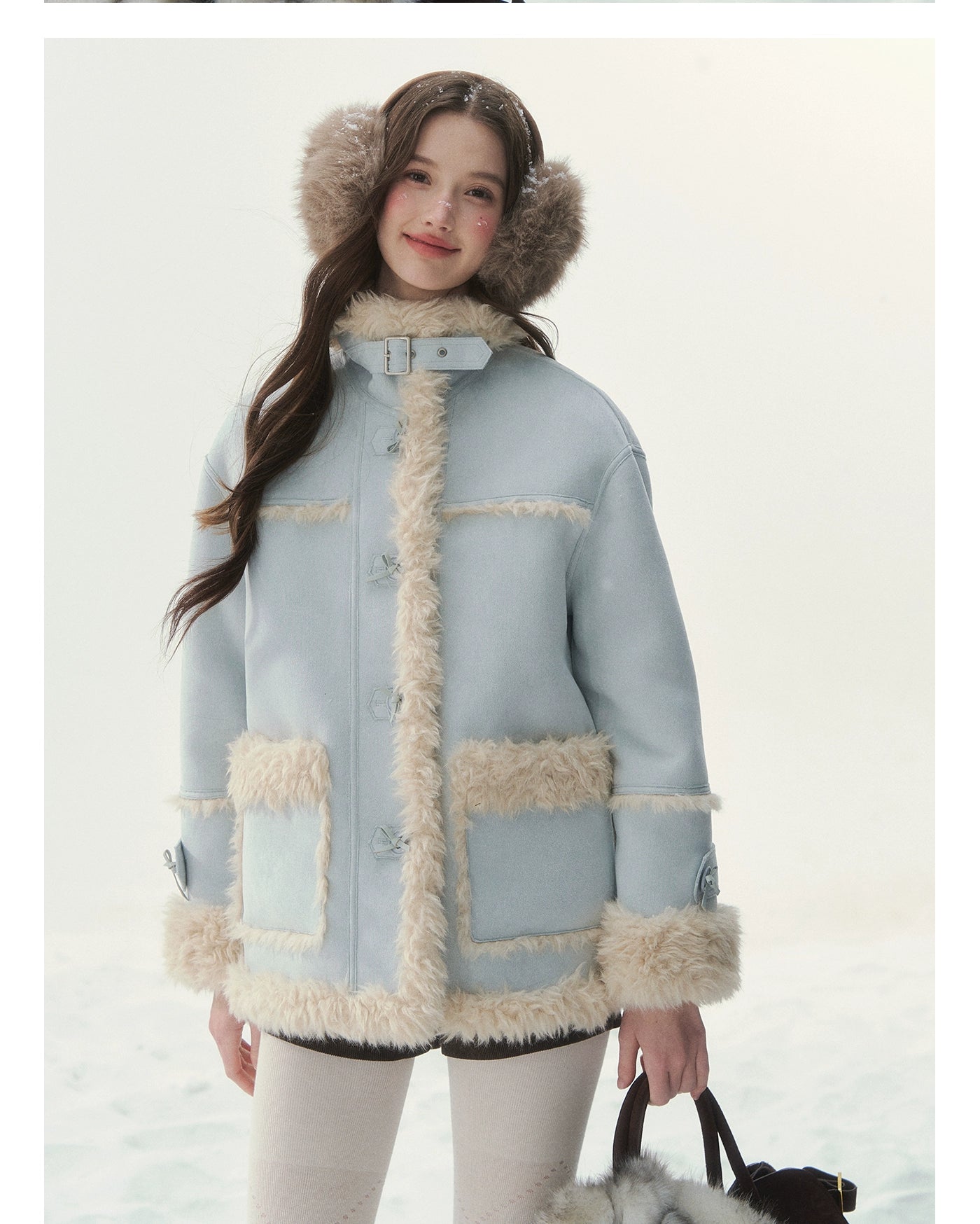Pink & Blue Reversible Faux Shearling Coat