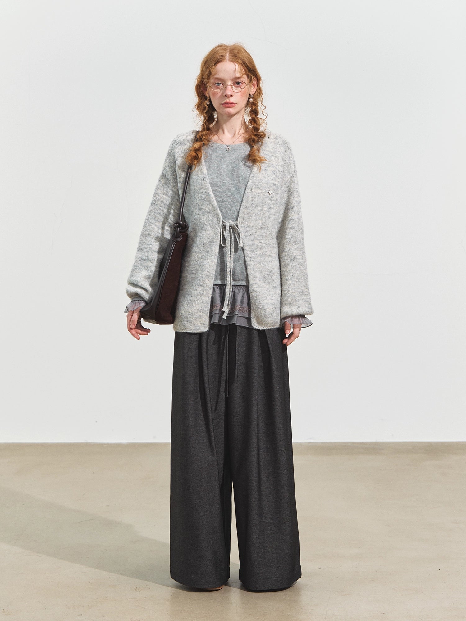 Double-layer Ruffle Raglan Fleece Top