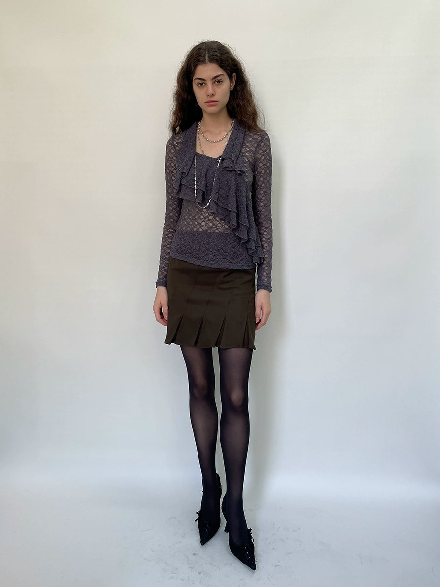 Two-Tone Twill Panel Mini Skirt