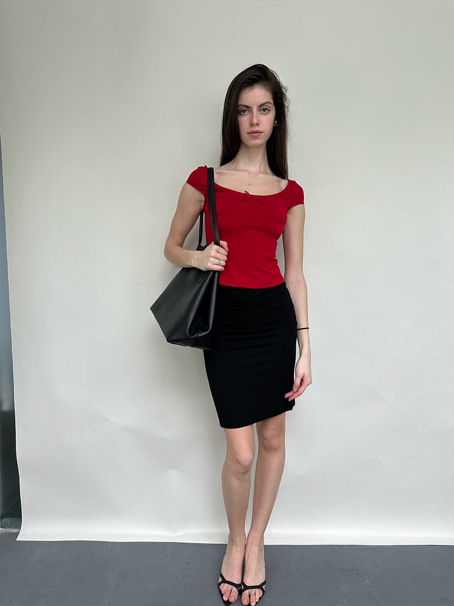 Herringbone Crewneck Slim Tee