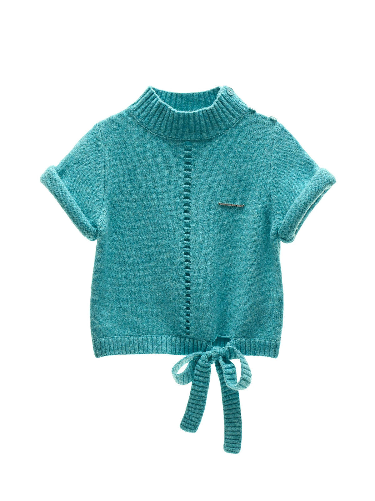 Soft Wool Blend Tie Knit Sweater