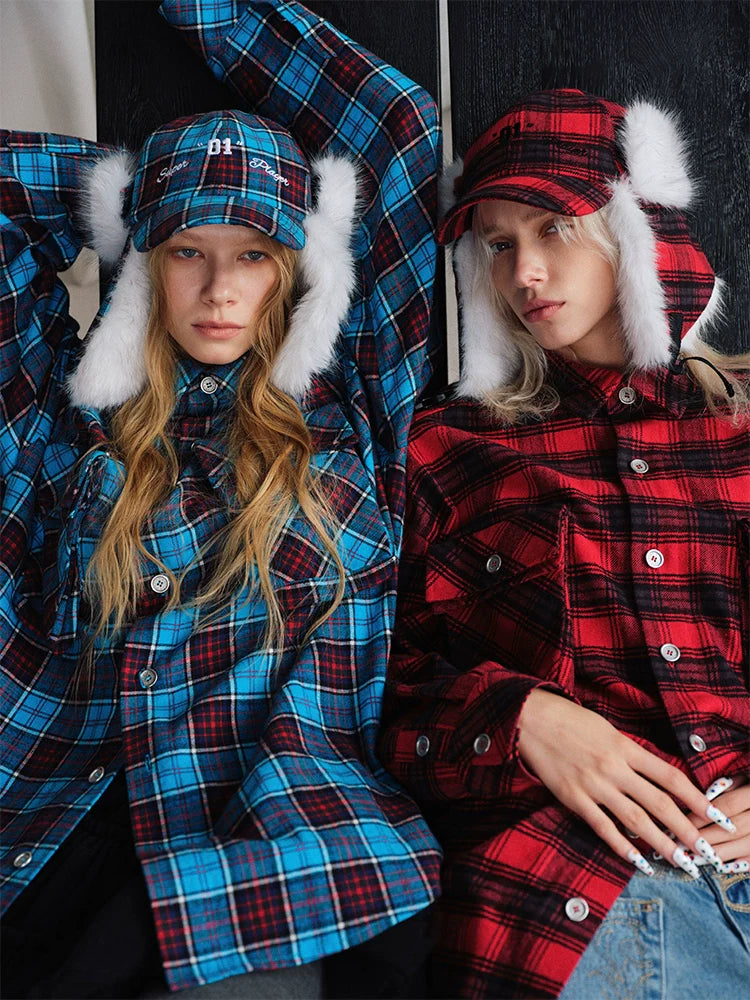 Plaid Brushed Loose Shirt