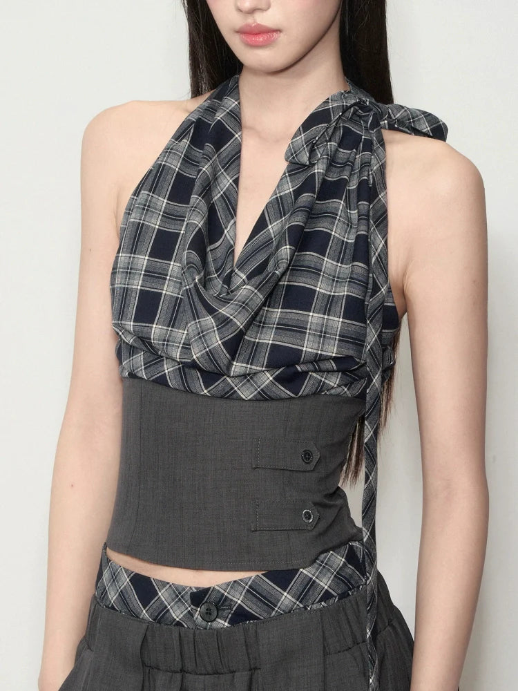 Checkered Halter Top & Pants Set