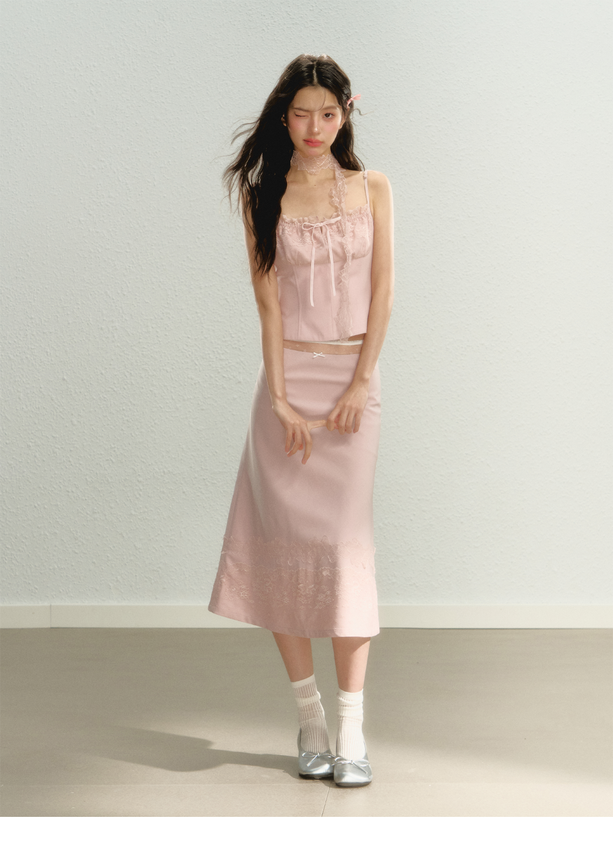 Lace Spaghetti Strap Tank Top & Mini Skirt Set