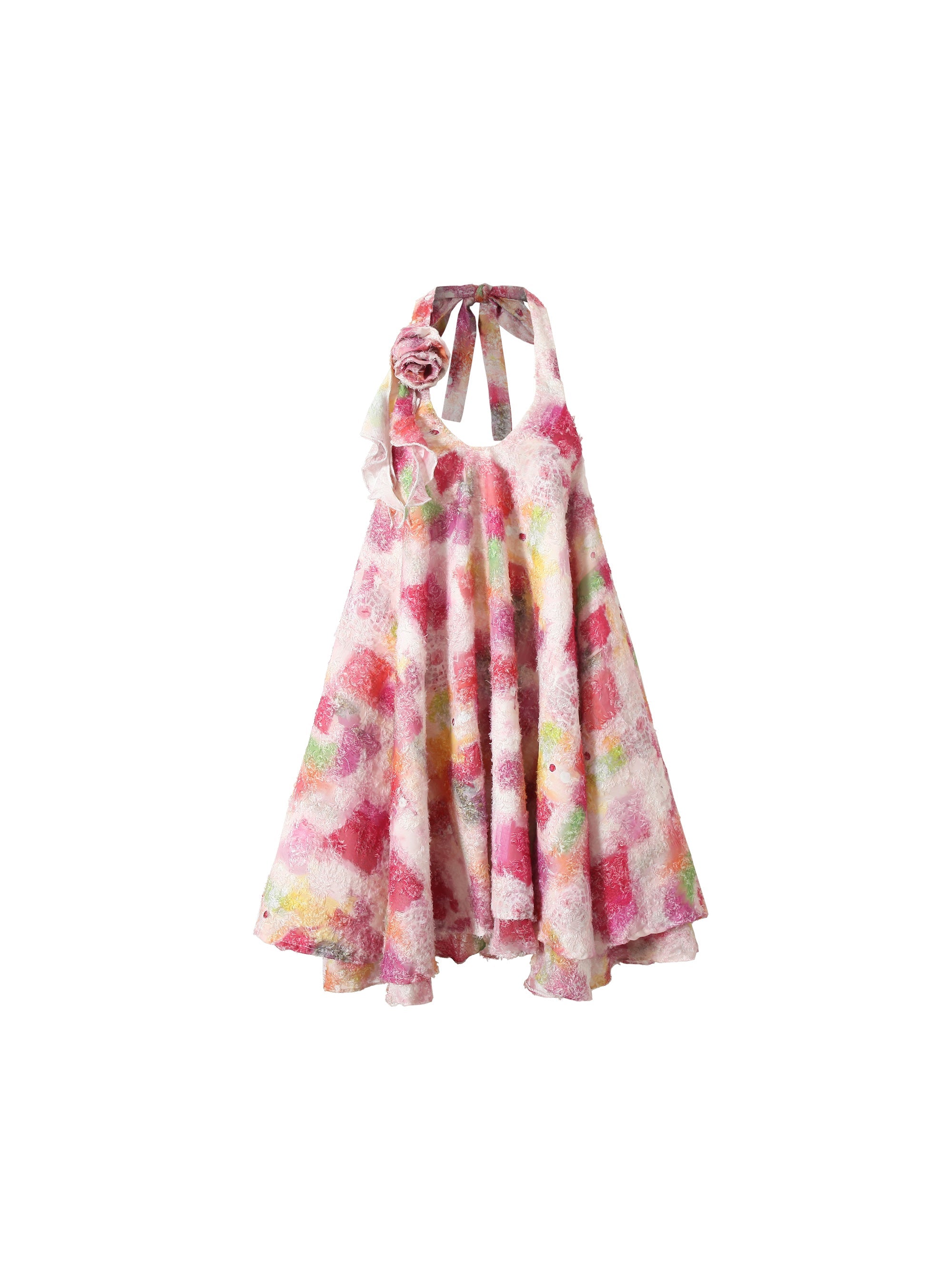 Floral Halter Off-Shoulder A-line Dress