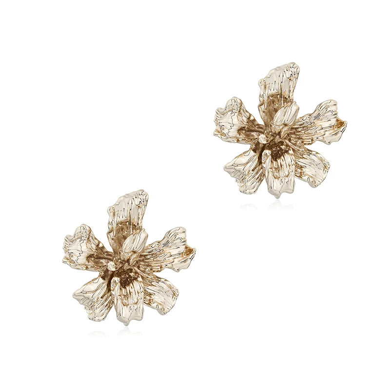 Metal Floral Stud Earrings