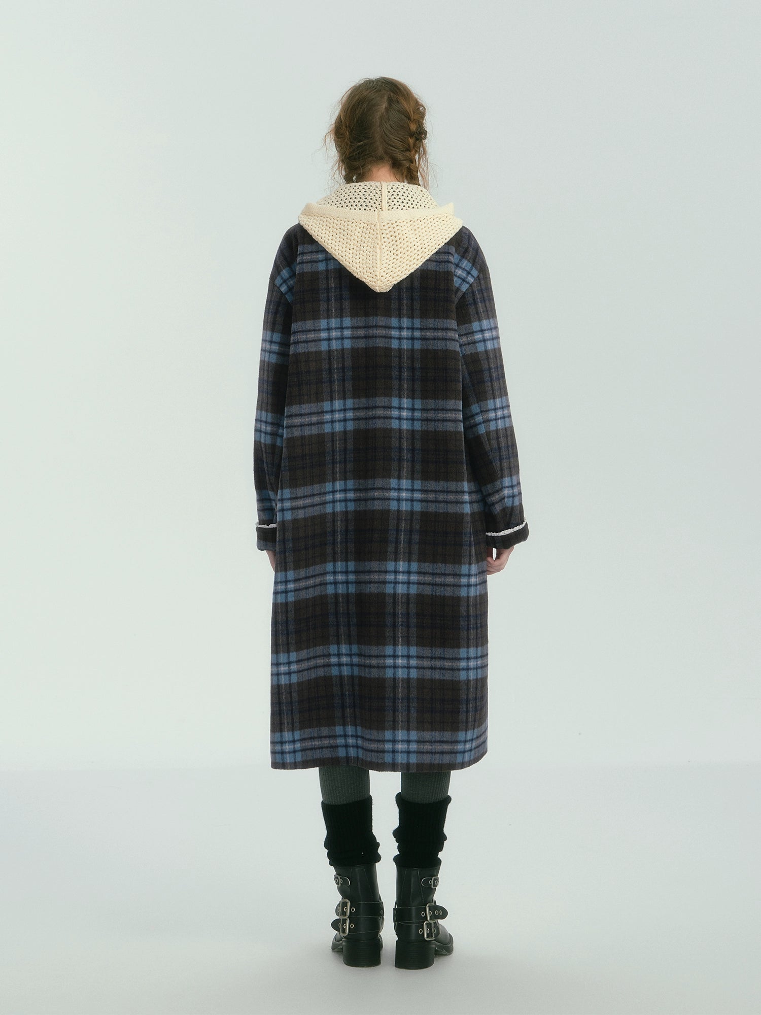 Colorblock Plaid Long Coat