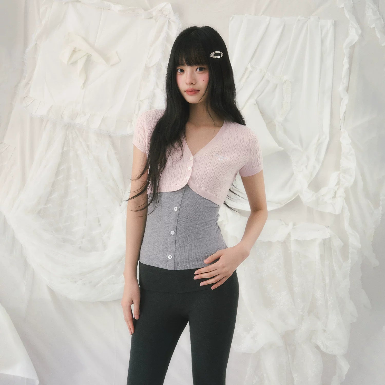 Color-Blocked Knit Two-Piece Top