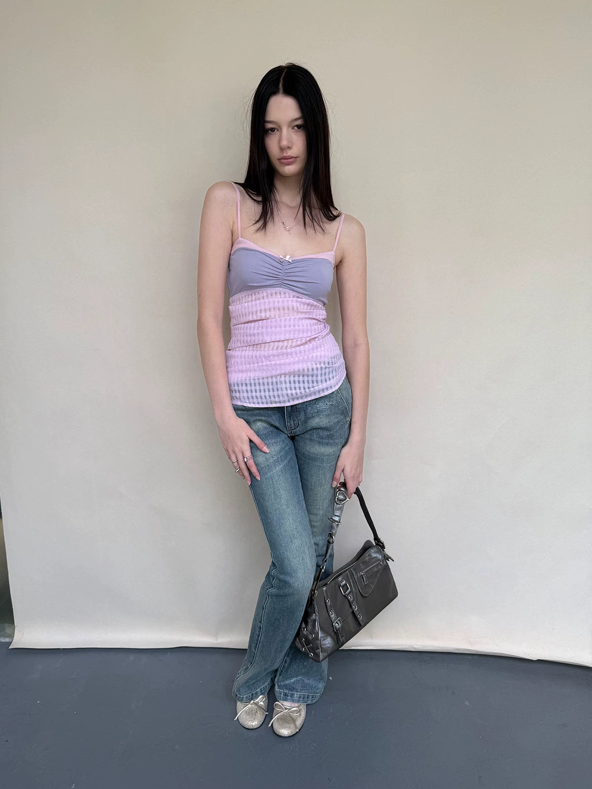 Purple Plaid Knit Camisole
