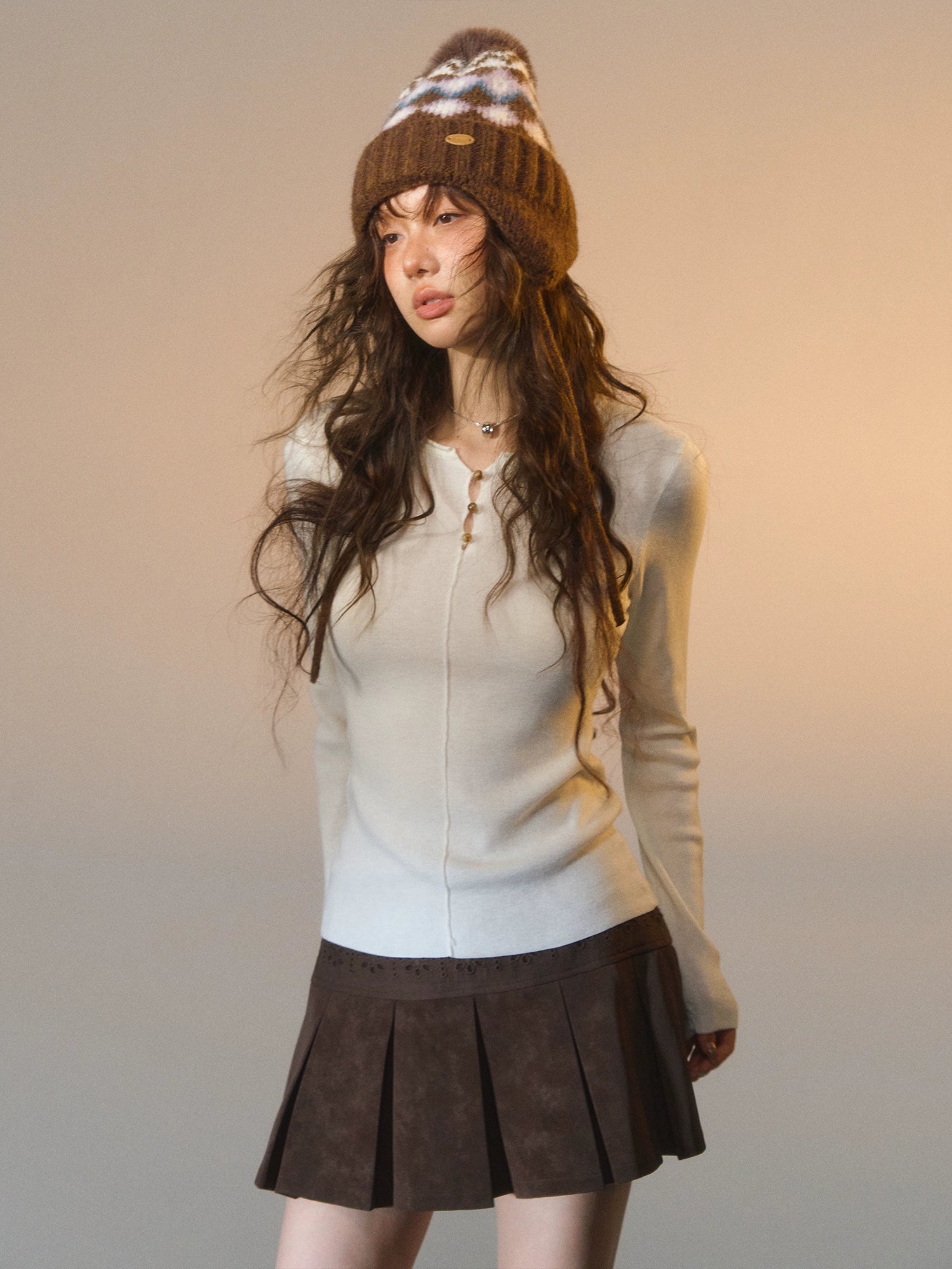 Stripe Button Rib Top