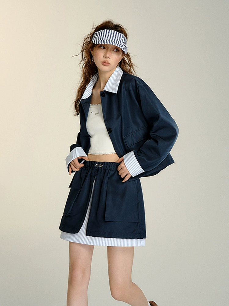 Patchwork Striped Trench