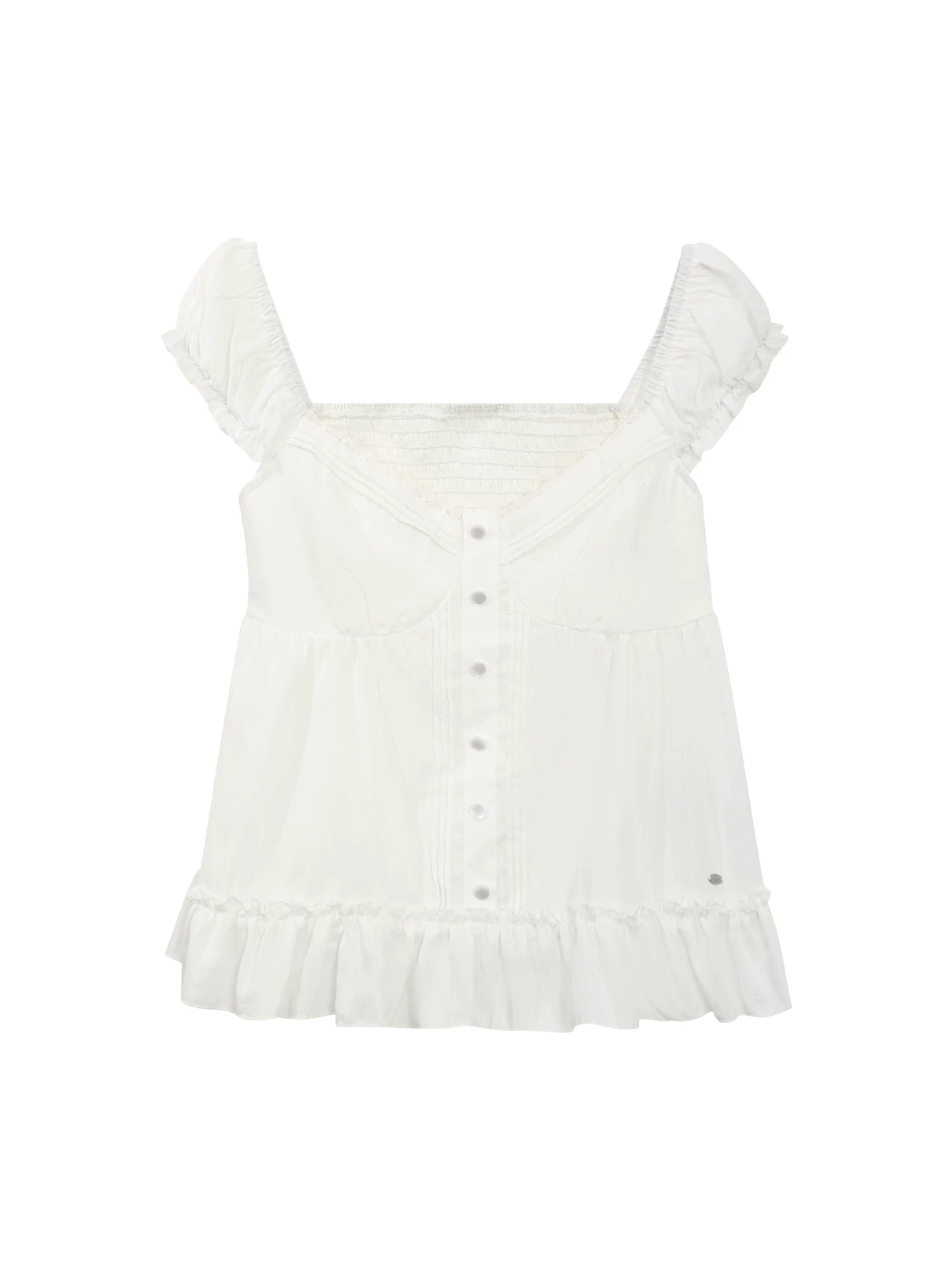 White Square Neck Blouse