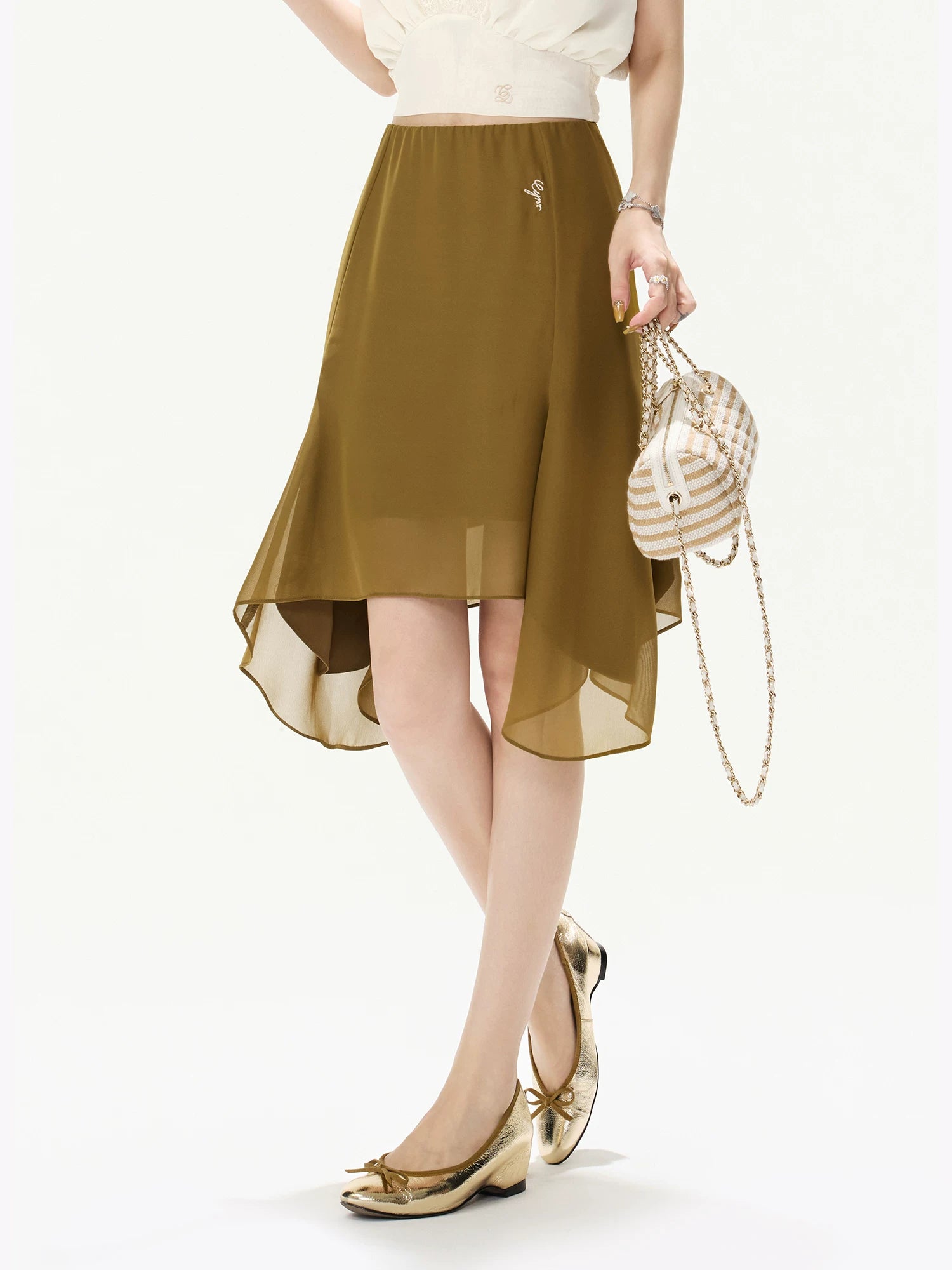 Chiffon A-Line Midi Skirt