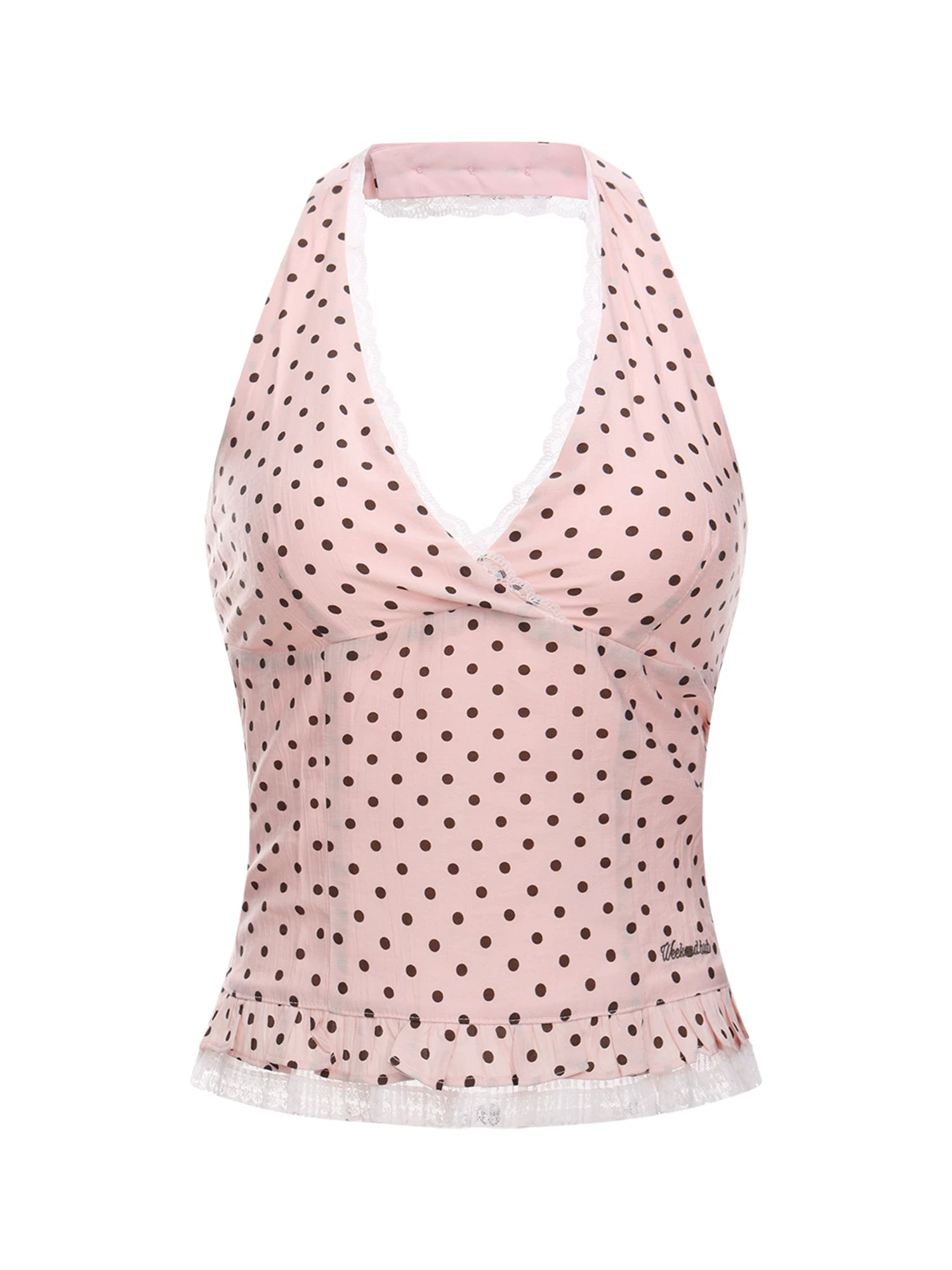 Pink Lace Halter Tank Top