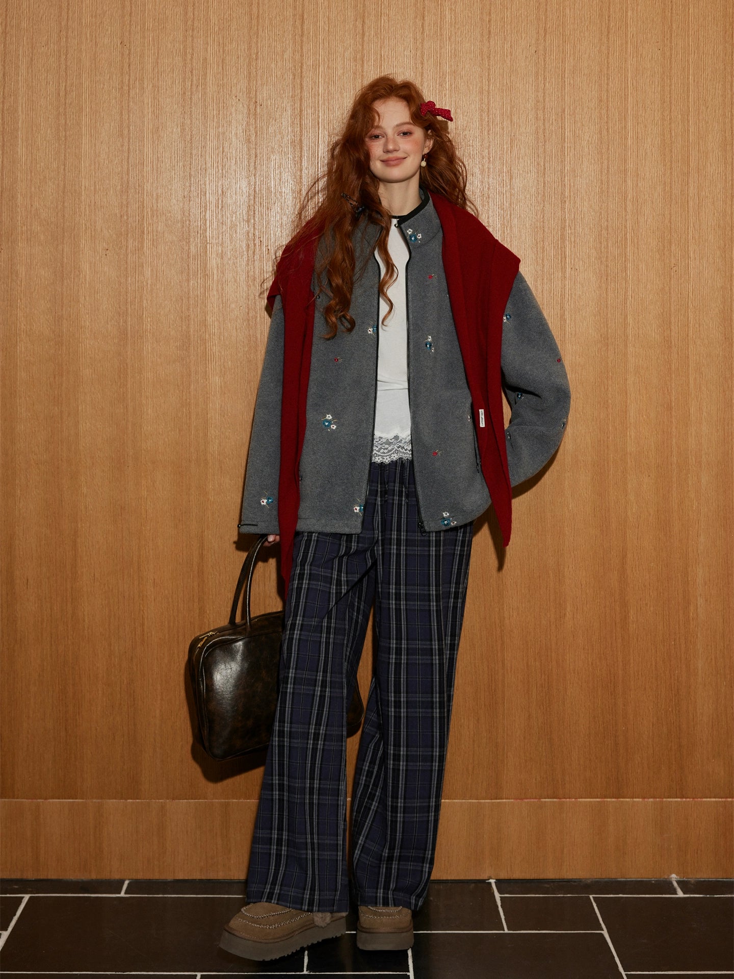 Floral Embroidered Fleece Jacket