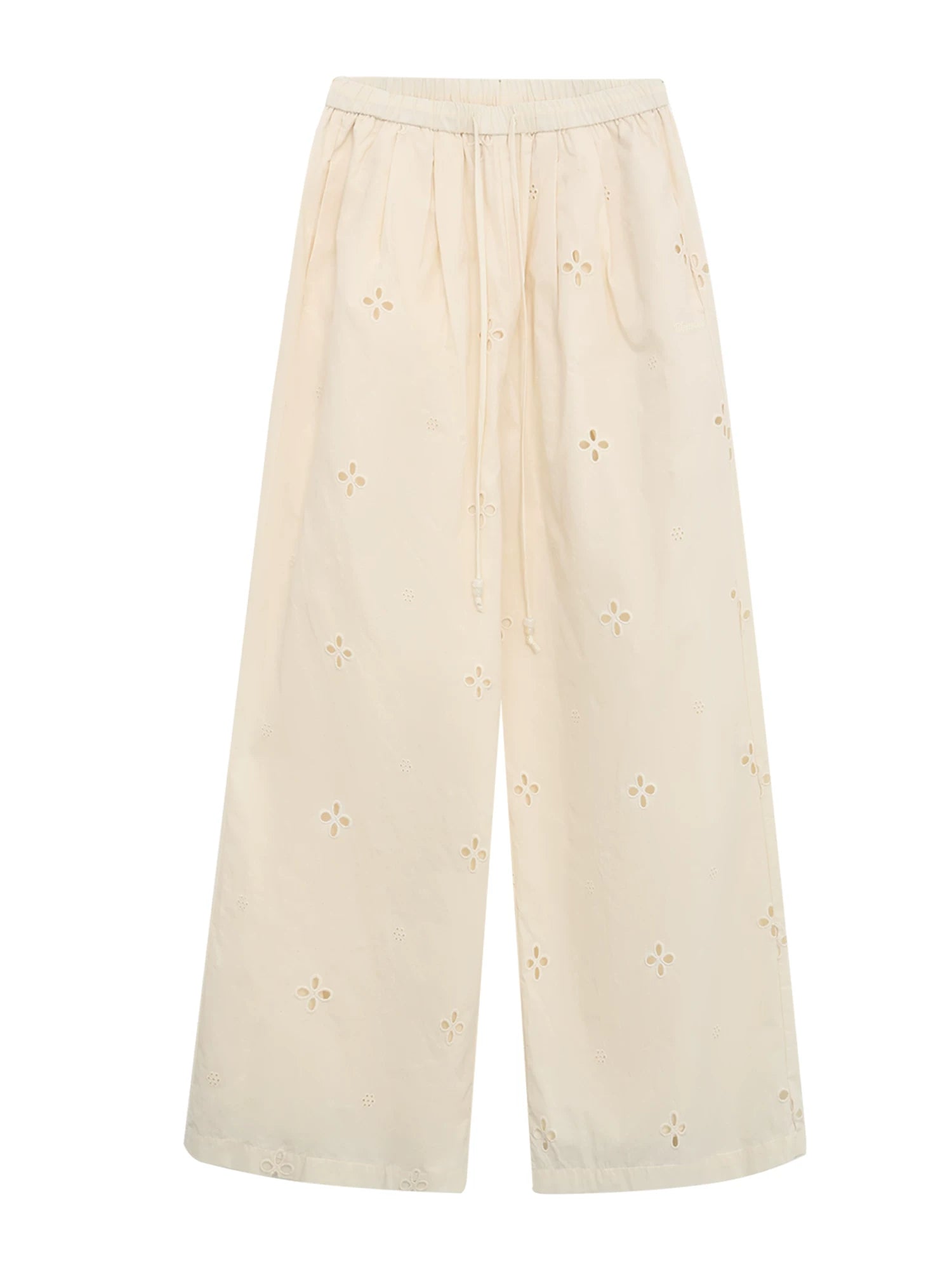 Cut-out Embroidered Casual Pants