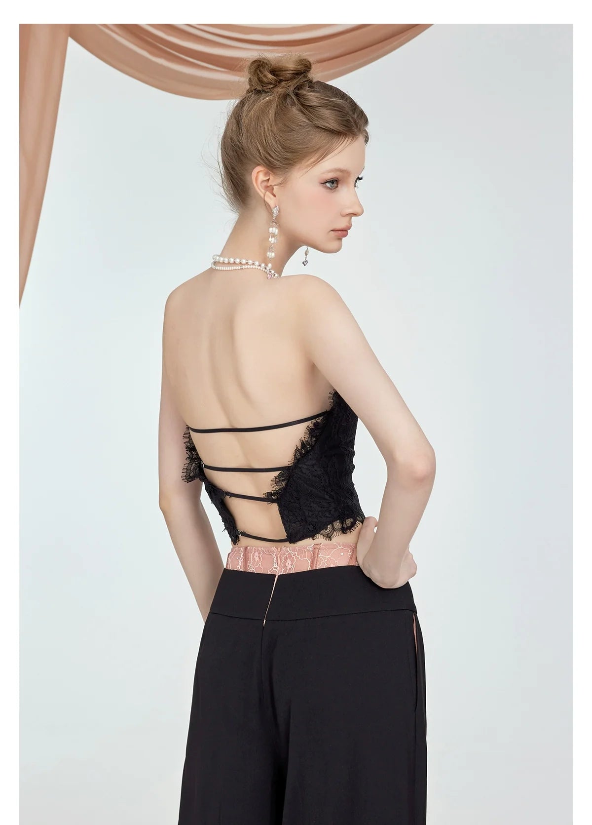 Naomi Lace Mesh Boned Backless Corset
