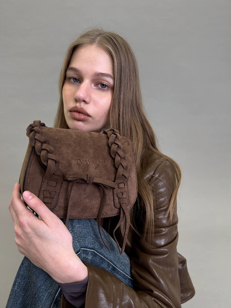 Suede Braided Handle Mini Bag