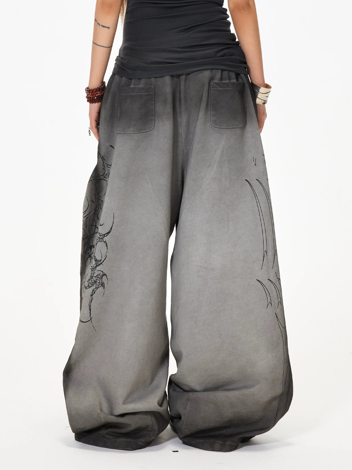 Embroidered Wide Leg Pants