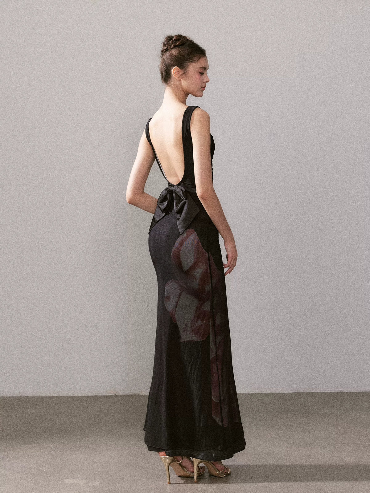 Floral Mesh Mermaid Maxi Dress
