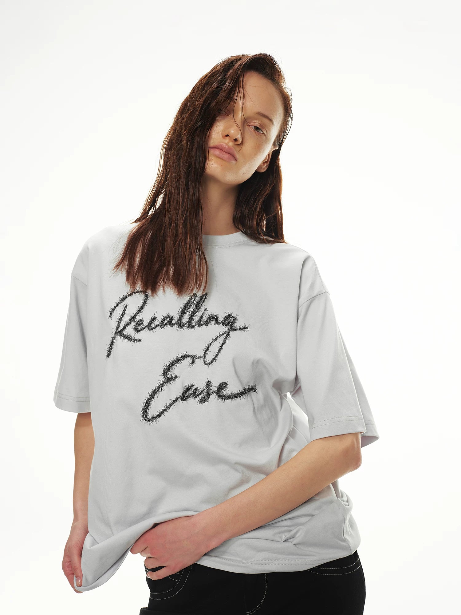 Shimmer Embroidery Oversize Tee