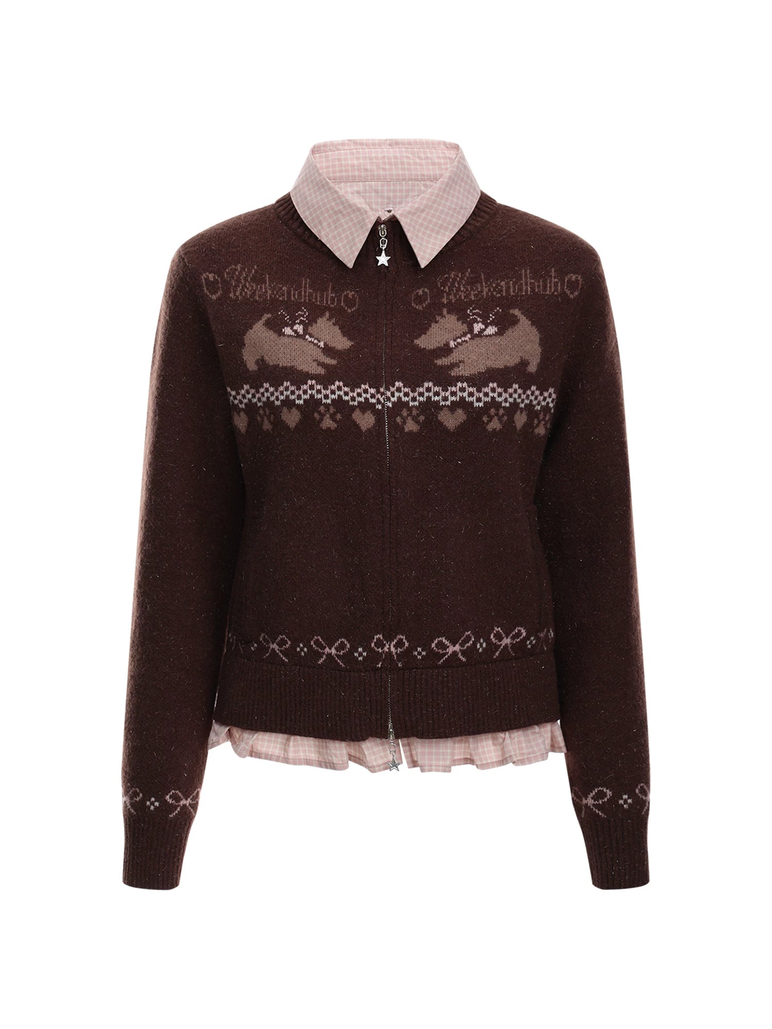 Fair Isle Collar Knit Cardigan