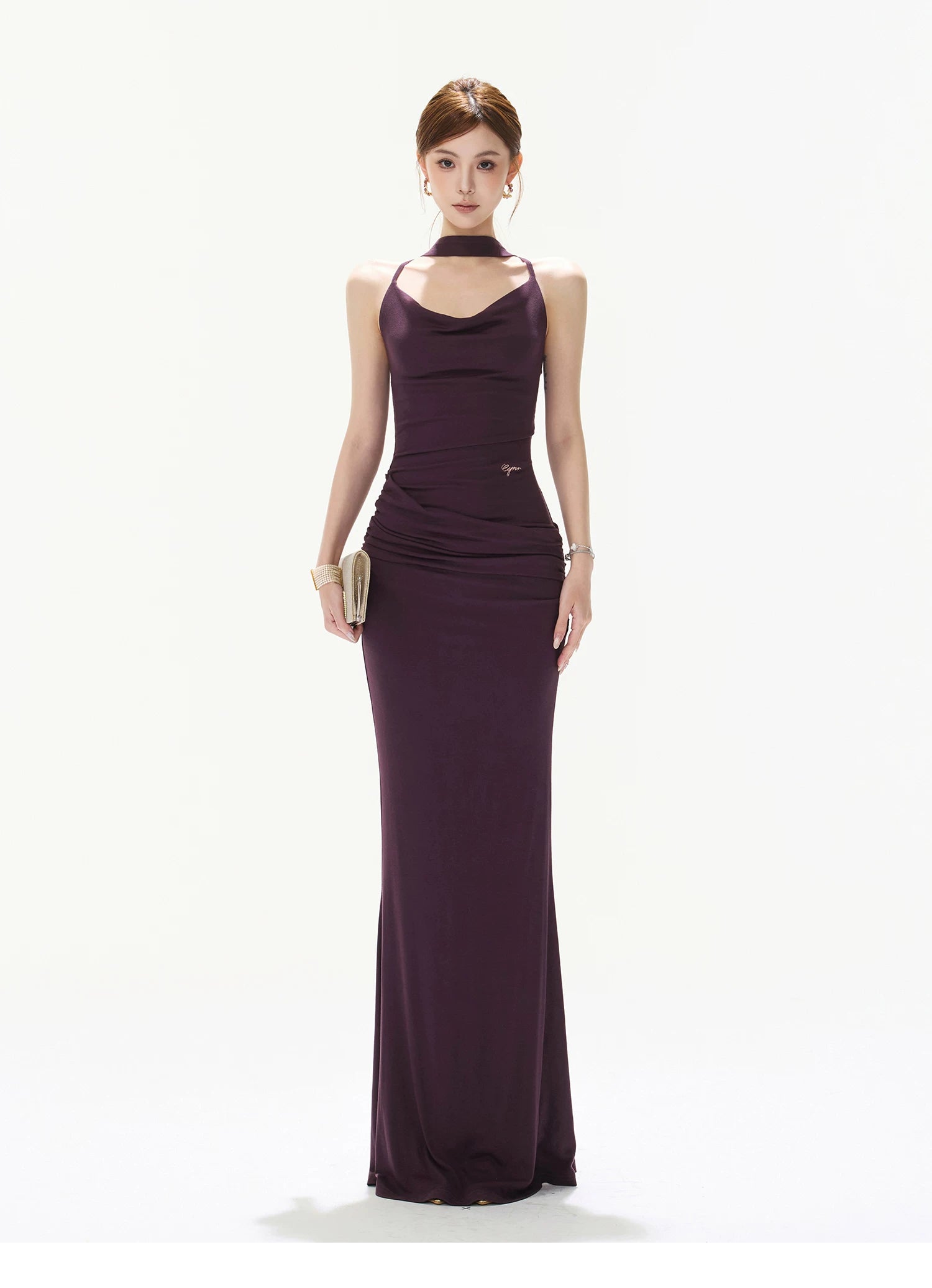 Ruched Cowl Maxi Dress