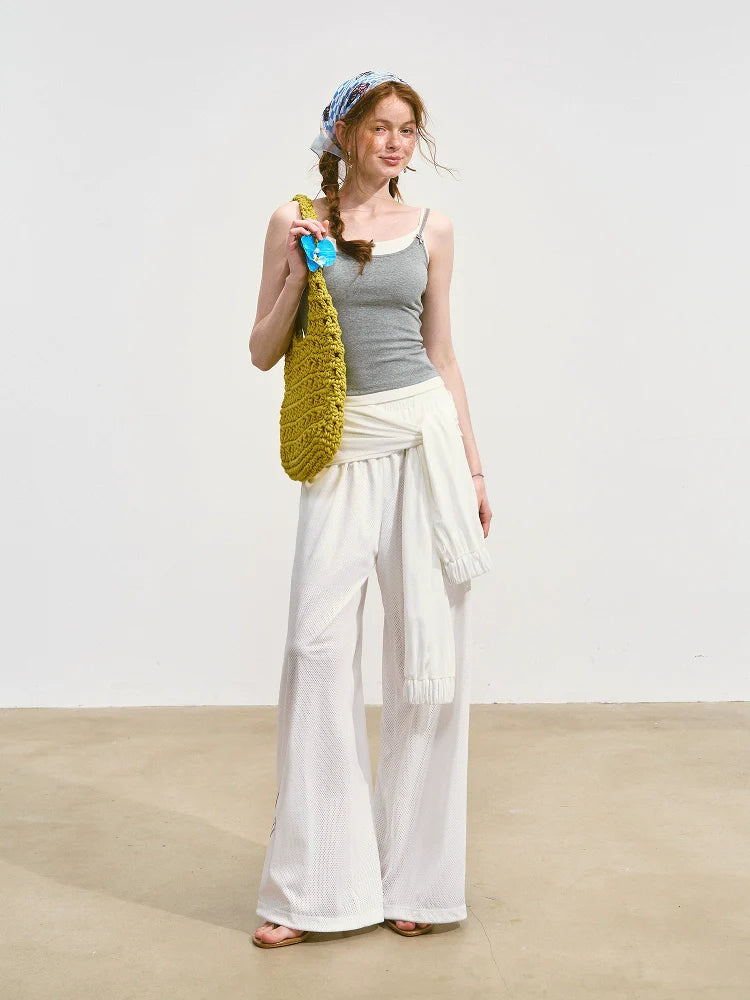 Tie-Waist Flowy Linen Wide-Leg Pants