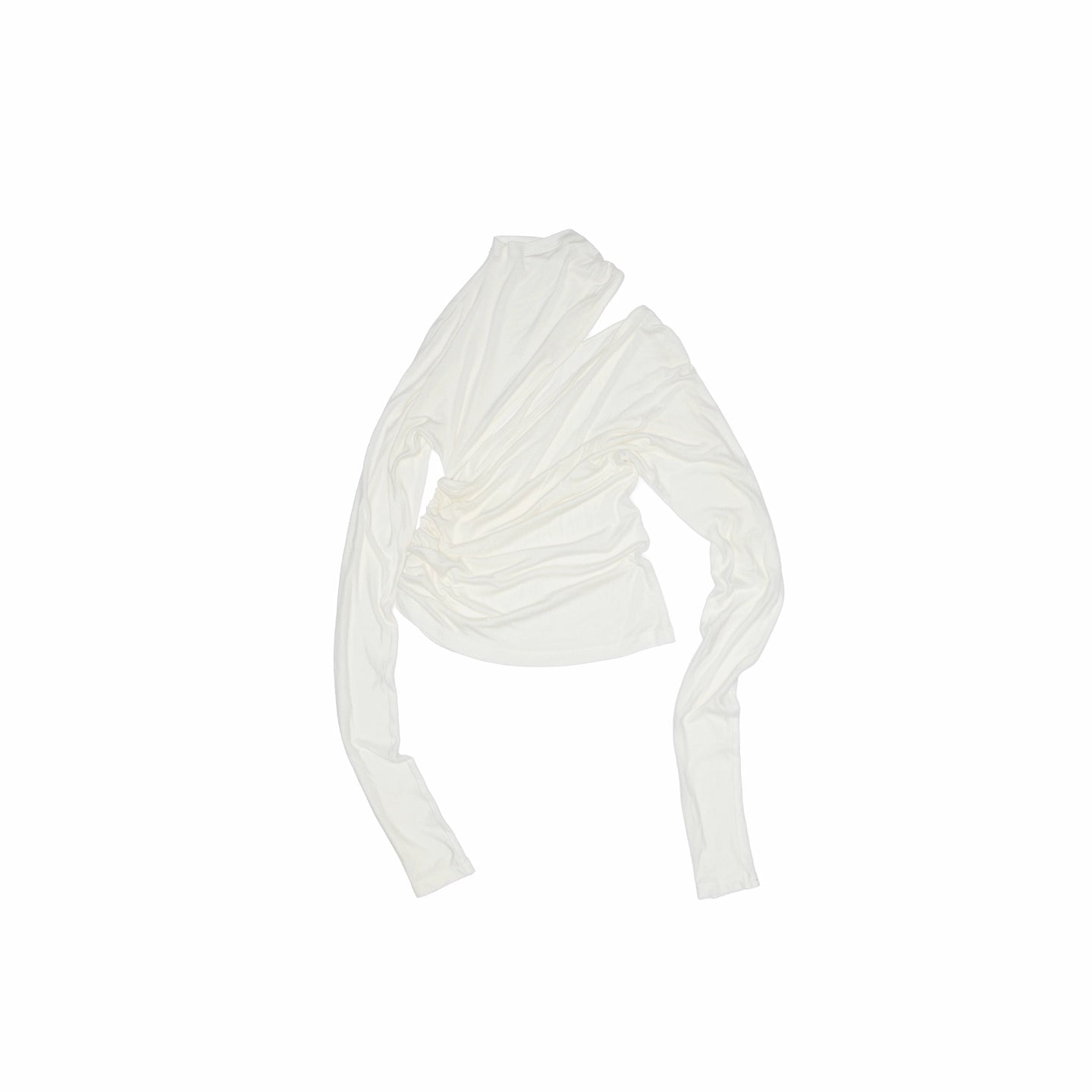 Draped Lyocell Wool Cutout Blouse