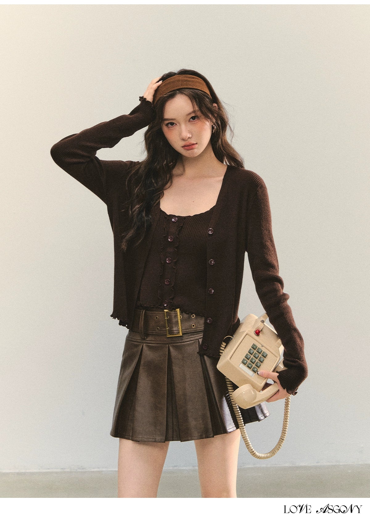 Lettuce-Edge Cardigan & Camisole Set