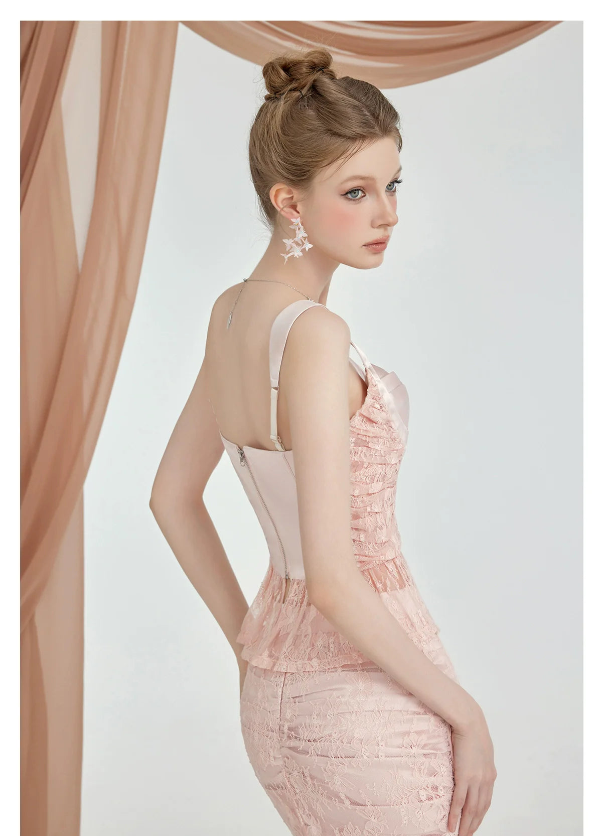 Lace Satin Boned Two-Piece Set
