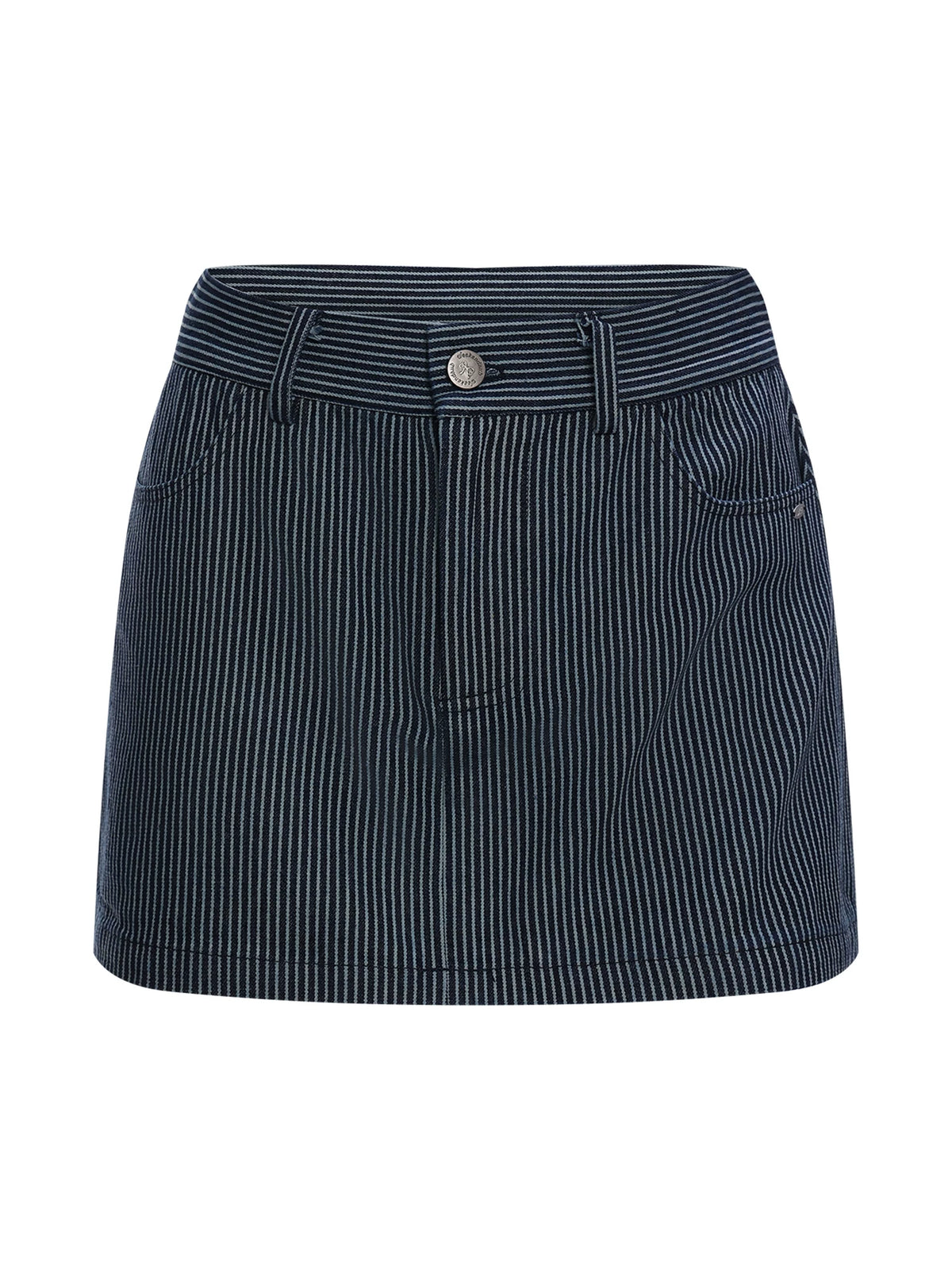 Blue Striped Denim Skirt