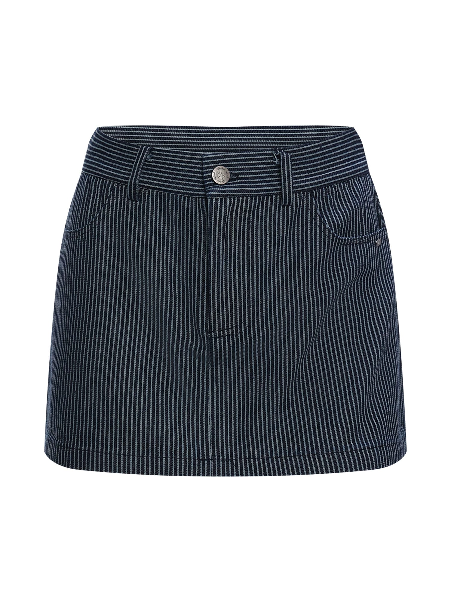 Blue Striped Denim Skirt