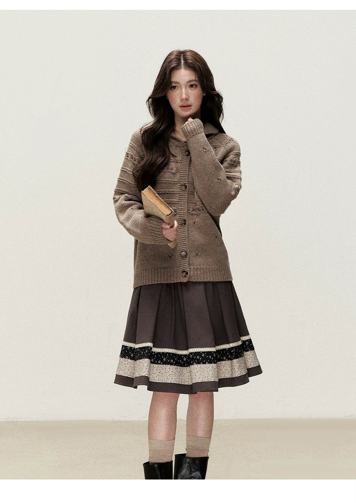 Vintage Shawl Collar Wool-Blend Knit Cardigan
