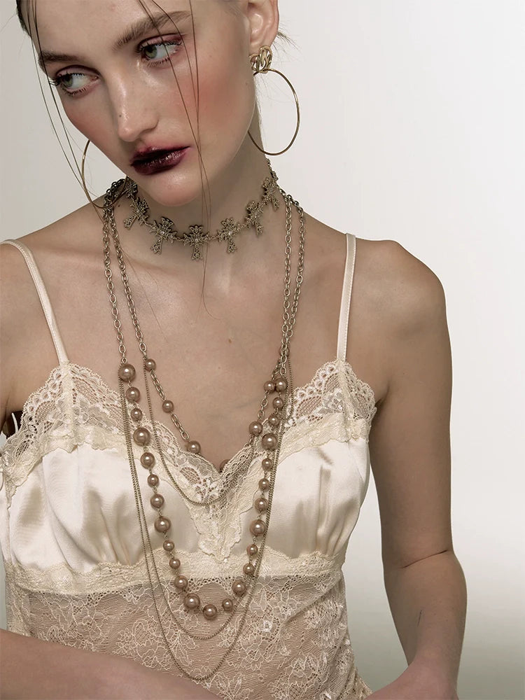 Retro Gold Long Pearl Sweater Chain