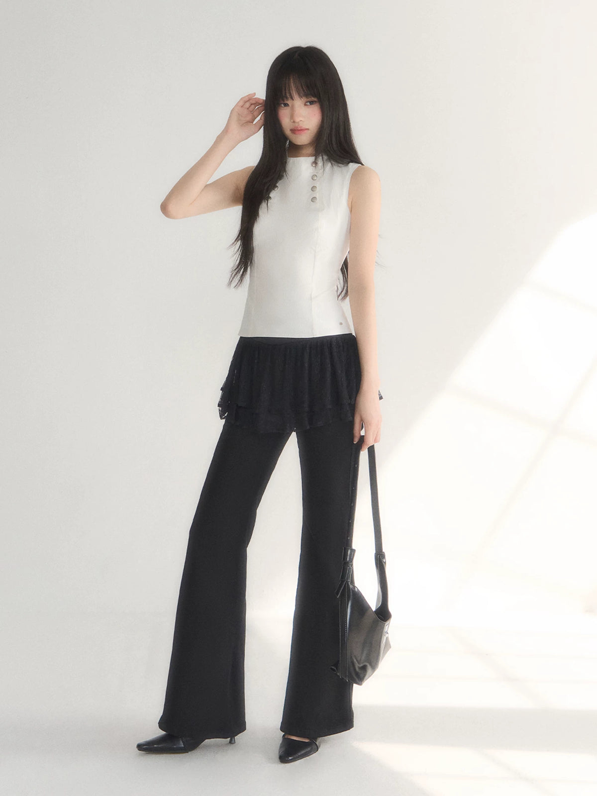 White Metal-Button Vest