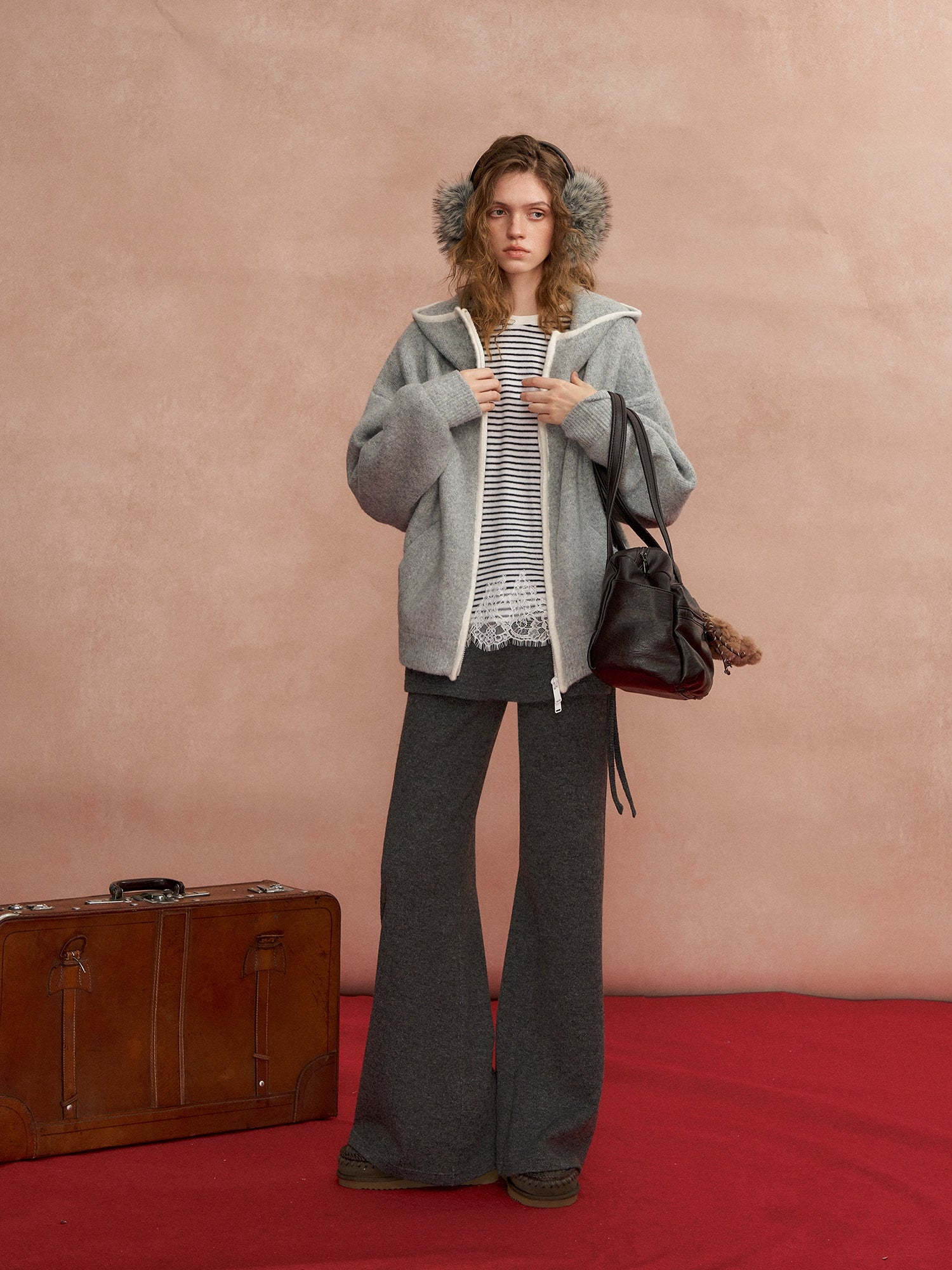 Contrast Trim Hooded Cardigan