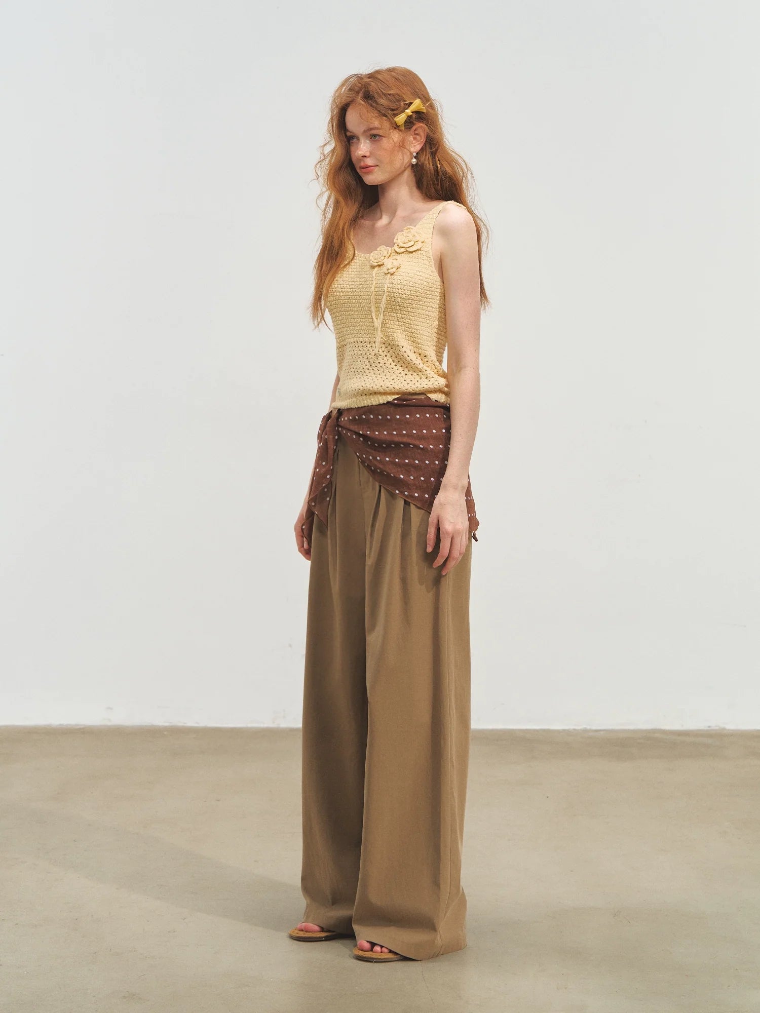Straight-leg Floor-length Layered Wide-leg Pants