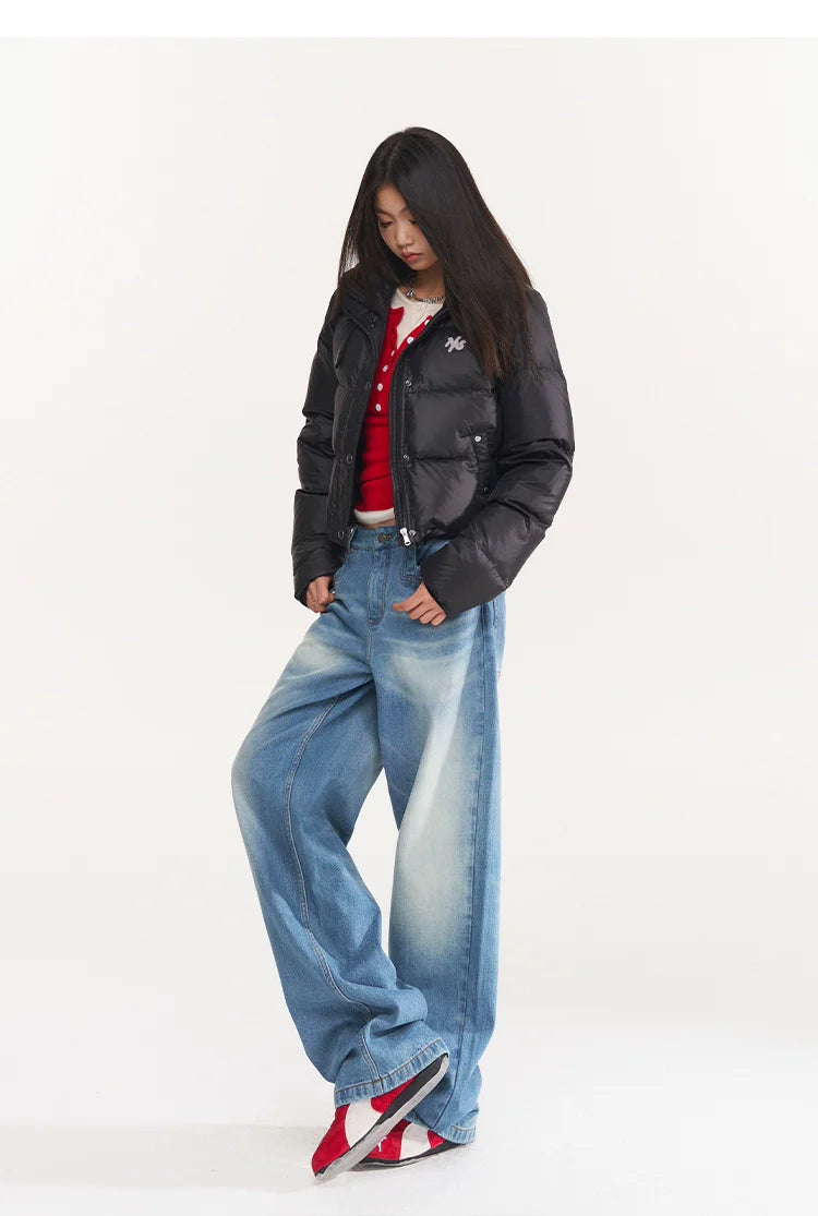 Black & White Pearl Down Short Jacket