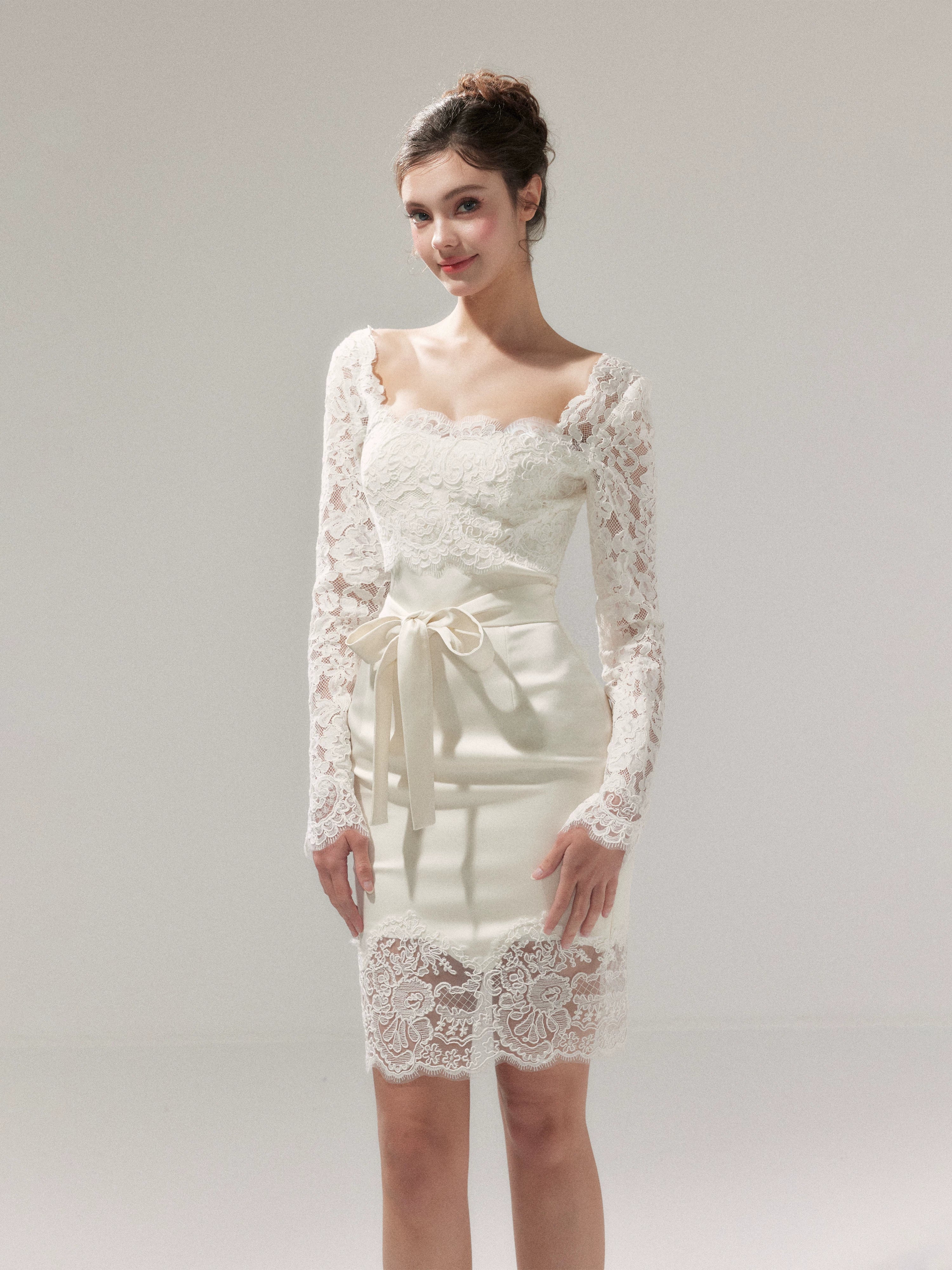 Satin Lace Bodycon Dress