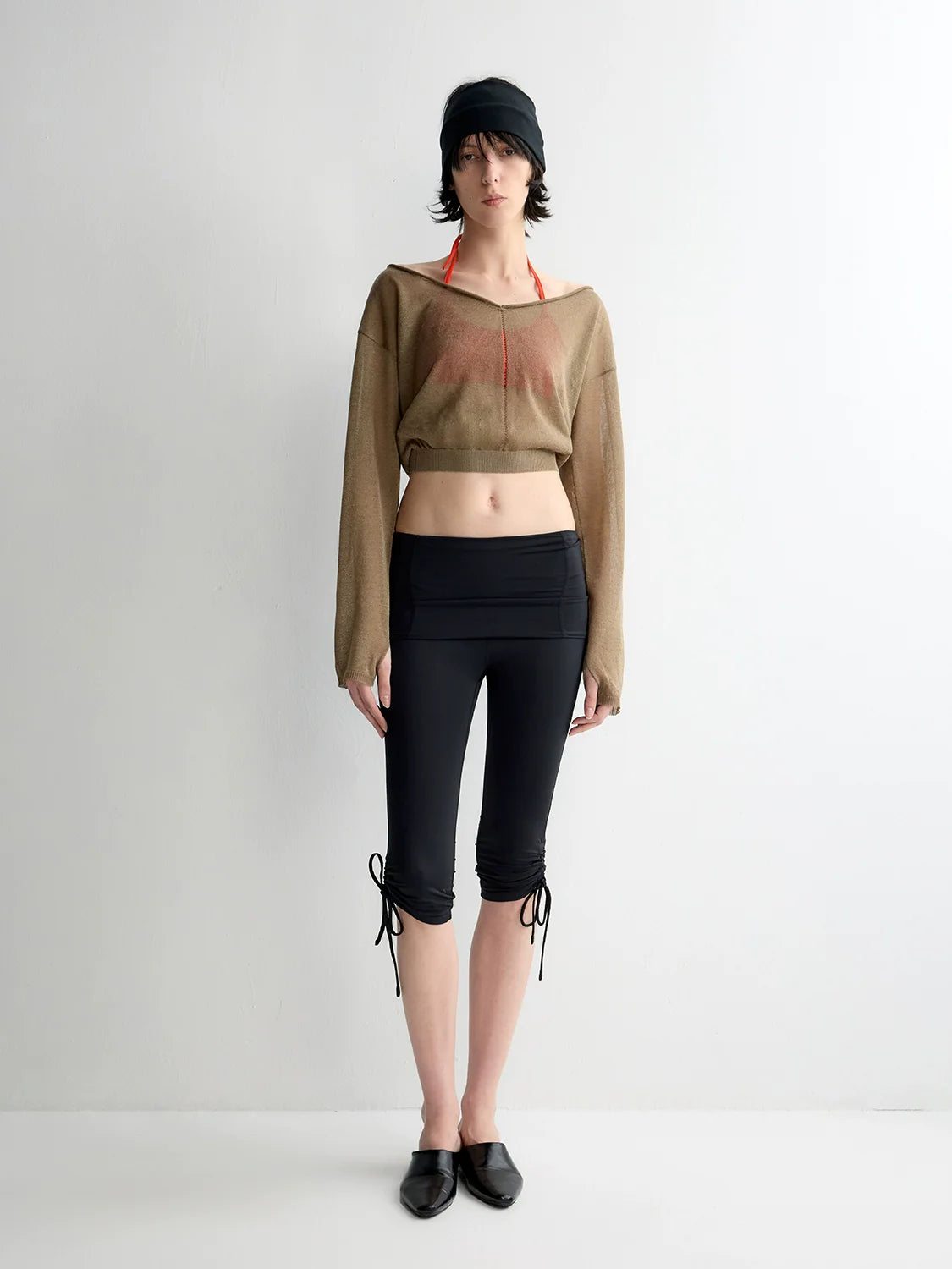 Rolled Edge Neckline Knitted Cover-Up
